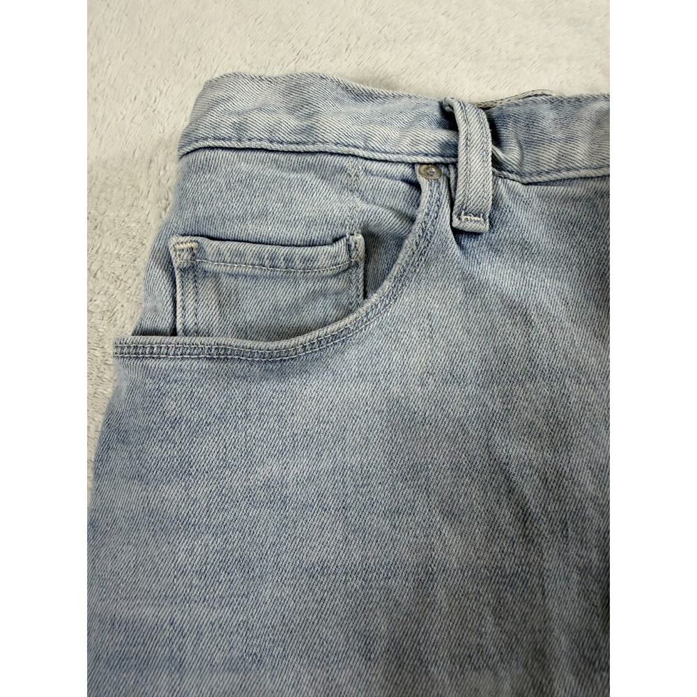 Hudson Lulu Mini Denim Skirt Womens 28 Light Blue Back Slit Raw Hem 5-Pocket - Picture 4 of 12
